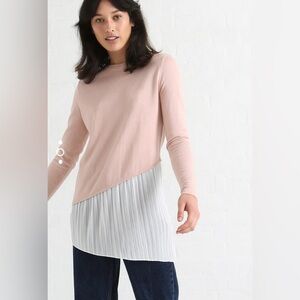 Oliver Bonas Porcelain Pleated Fabric Hem Sweater